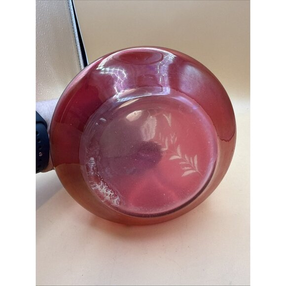 Bohemian Vase Czech Cut To Clear Cranberry Clear Cut Blossoms - Picture 5 of 8